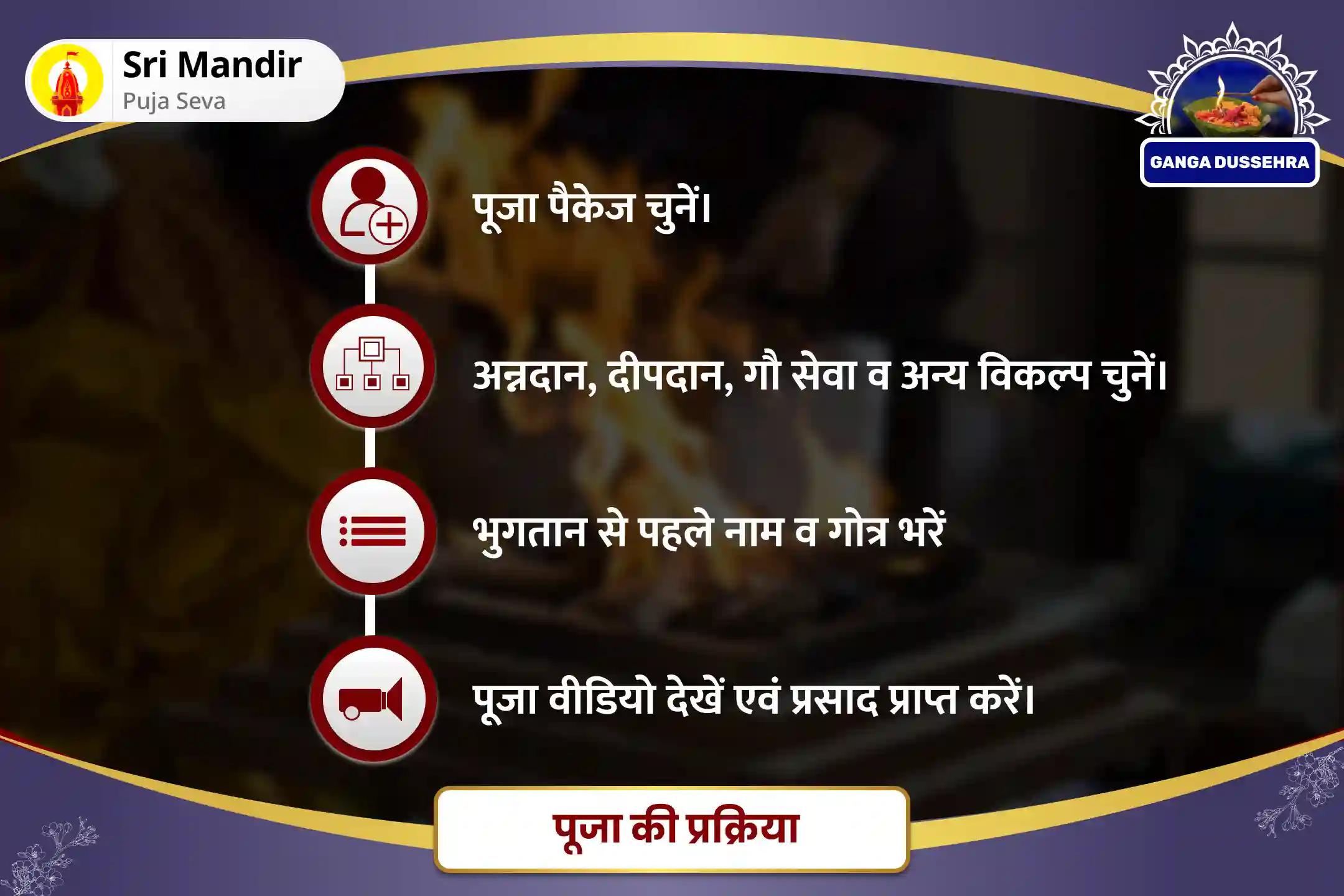 गंगा दशहरा विशेष पापों से मुक्ति एवं शारीरिक कल्याण के लिए 1008 गंगा मंत्र जाप, गंगा पंचामृत अभिषेक और दीप दान