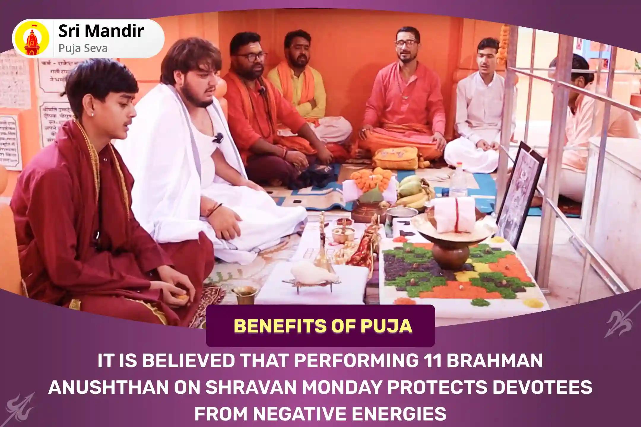 Shravan Somvaar 11 Brahman Anushthan 11 Brahman Abhishekatmak Laghu Rudrabhishek Anushthaan and Brahman Bhojan for Blessings for Protection from Negative Energies