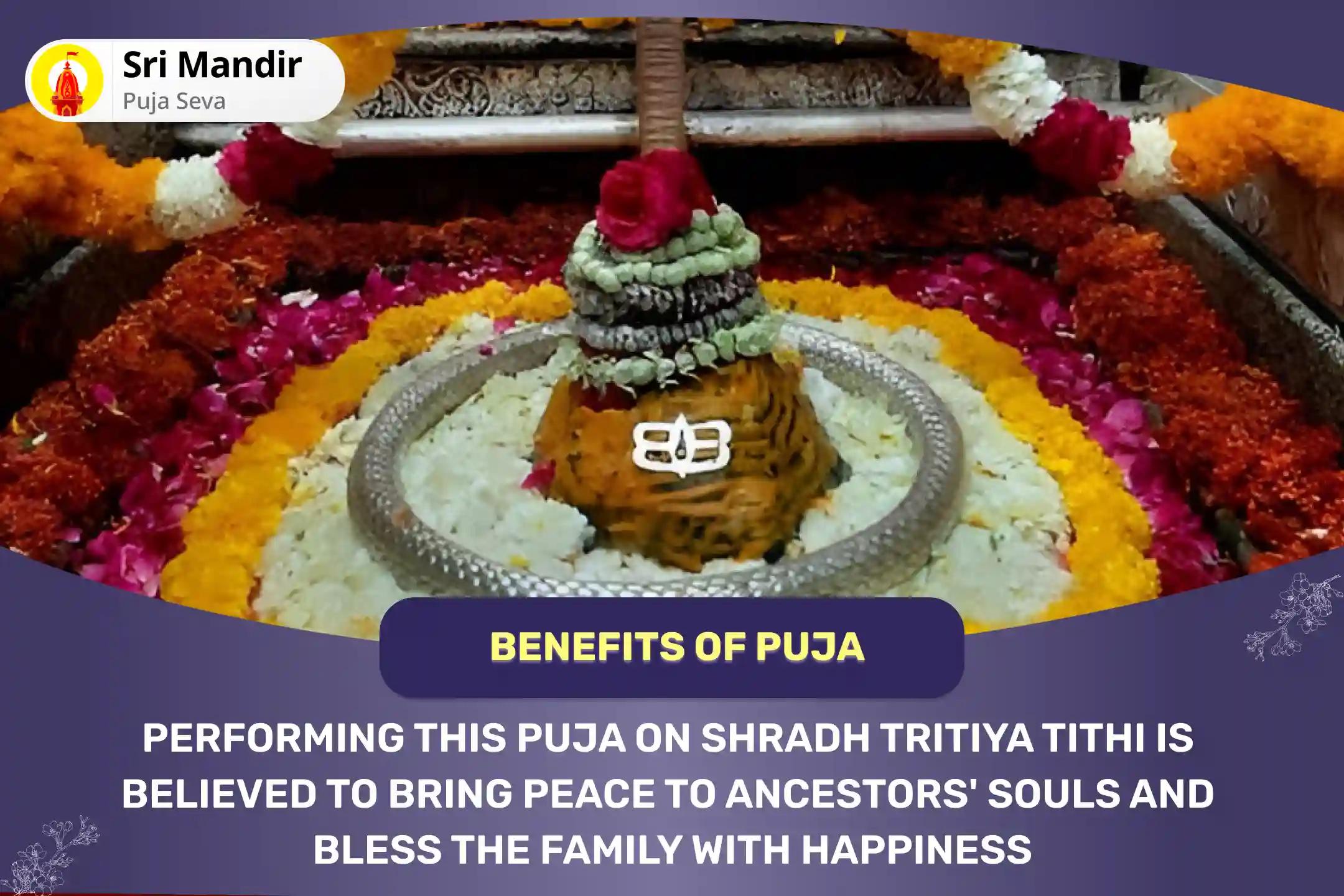 Shradh Tritiya Jyotirlinga and Narmada Ghat Combo Pitru Dosh Shanti Mahapuja and Shiv Rudrabhishek for Peace of Ancestor's Souls and Well-being of the Family