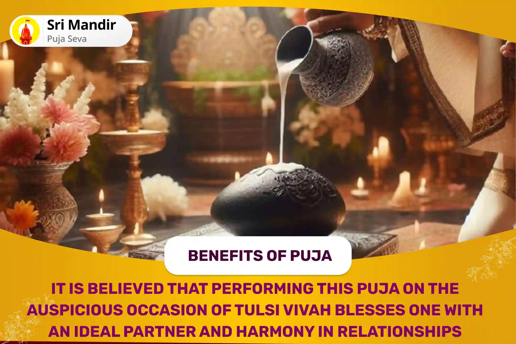 Kartik Ekadashi Tulsi Vivah Mathura Special Shaligram Panchamrit Abhishek, Tulsi Vivah Pujan and 11,000 Vishnu  Dwadasakshari Mantra Jaap for blessings to find Ideal Partner and Relationship Bliss