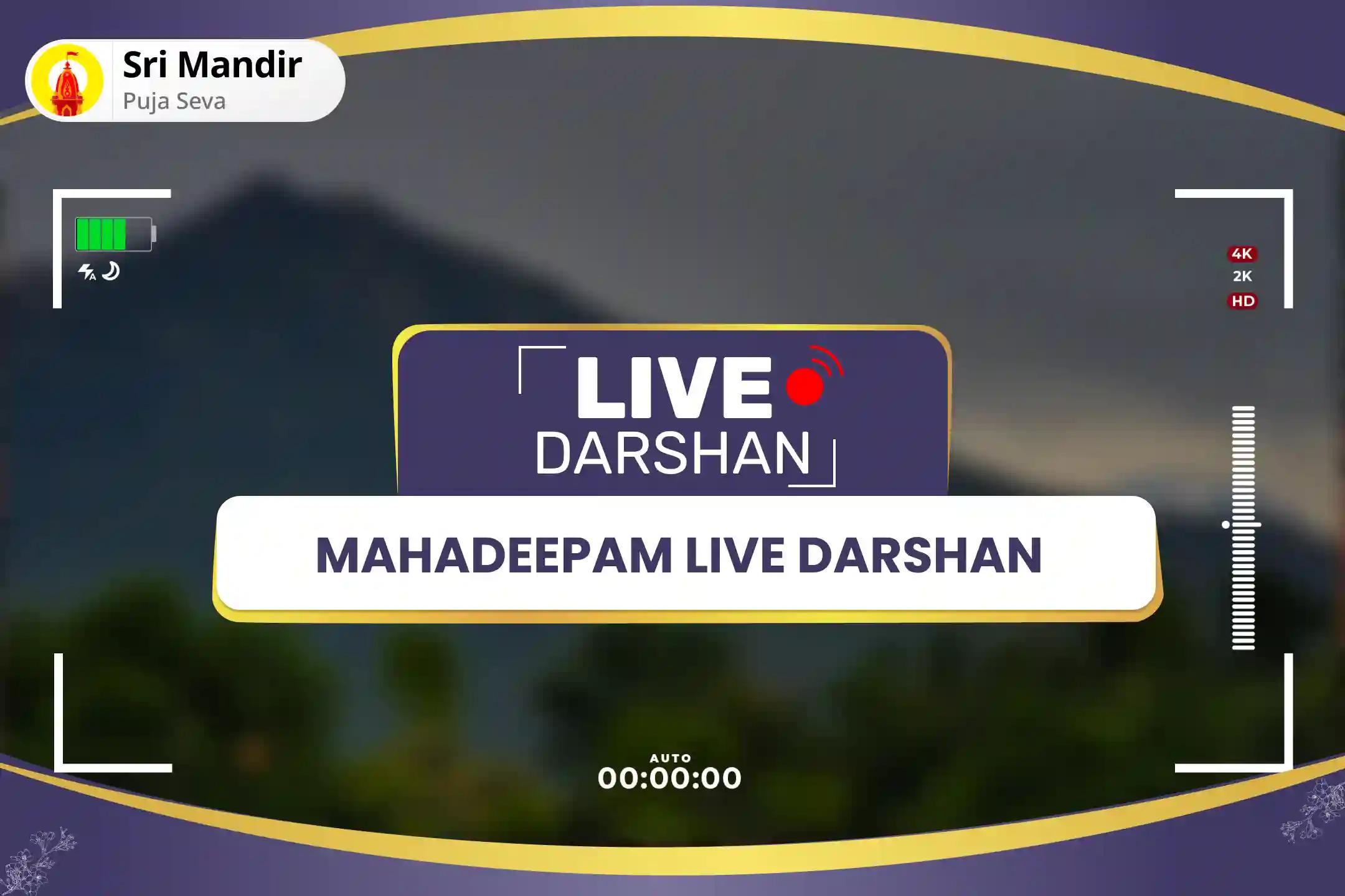 आत्मज्ञान एवं कर्म चक्र से मुक्ति के लिए कार्तिगाई महा दीपम लाइव दर्शन विशेष अरुणाचल तीर्थ शिव पार्वती कल्याणम महारुद्र हवन और लाइव अरुणाचलेश्वर दीपम दर्शन