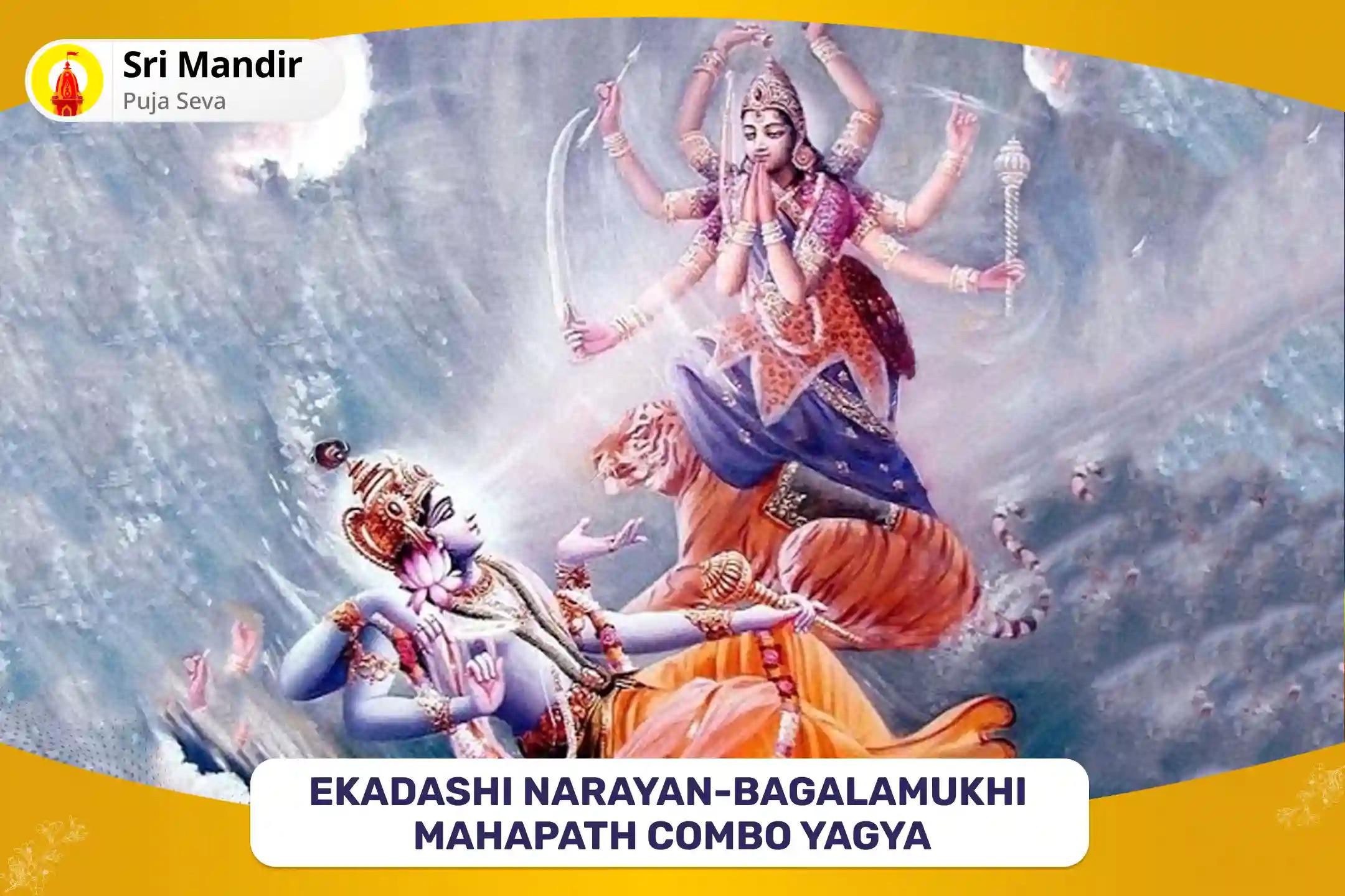 Ekadashi Narayan-Bagalamukhi Mahapath Combo Yagya 36,000 Maa Bagalamukhi Mantra Jaap and Narayan Sudarshan Kavacham Yagya for Resolving Legal Battles, Ensuring Victory, and Removing Enmity