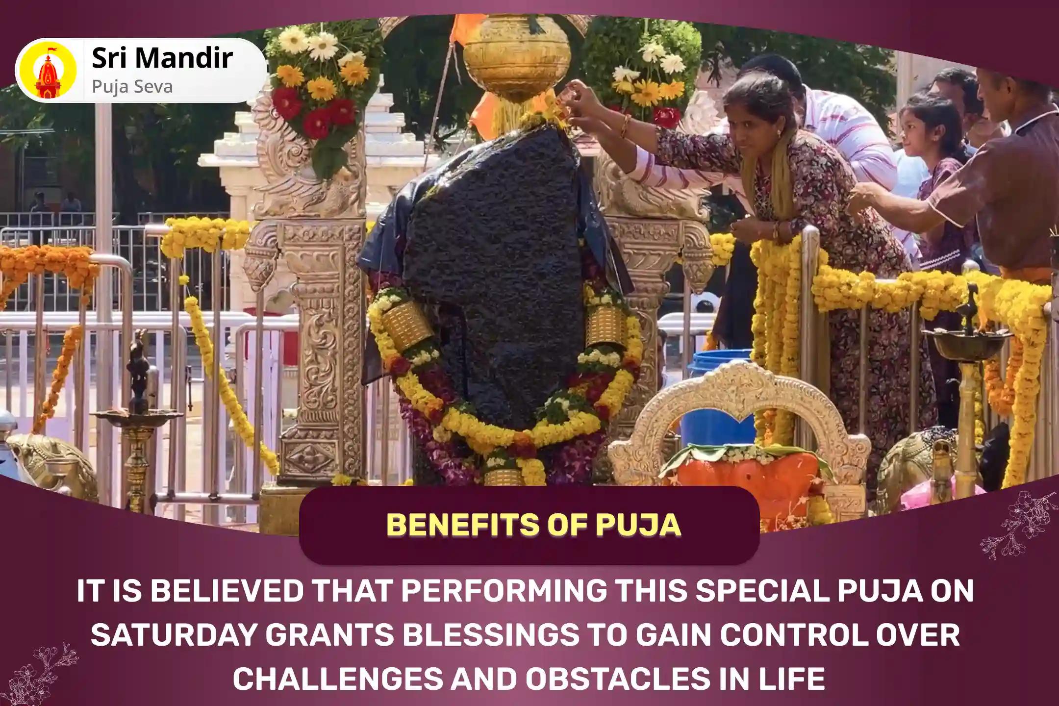 Saturday Shani Shignapur Special Shani Saade Saati Peeda Shanti Mahapuja, Shani Til Tel Abhishek and Mahadasha Shanti Mahapuja for Overcoming Challenges and Adversities in Life