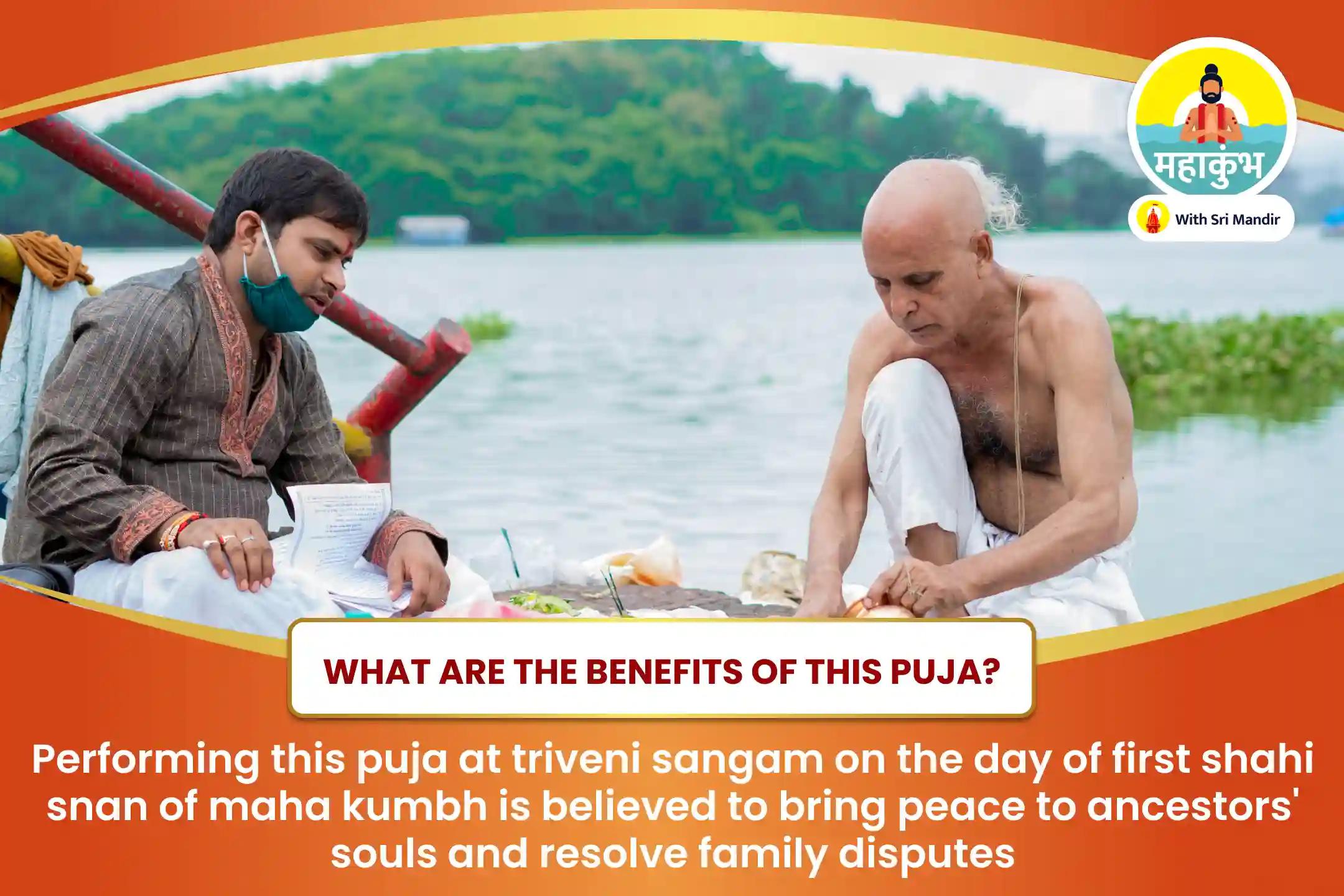 Mahakumbh Nagari Triveni Sangam Special Pitru Dosha Shanti Puja and Triveni Sangam Ganga Aarti for Peace of Ancestor's souls and Resolving Family Disputes