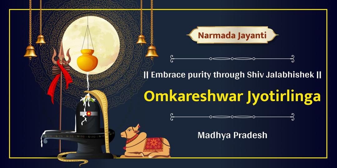 A Sacred Abhishek of Mahadev with Narmada Jal at Omkareshwar Jyotirlinga. A Divine Ritual Performed in Your Name for Supreme Blessings!