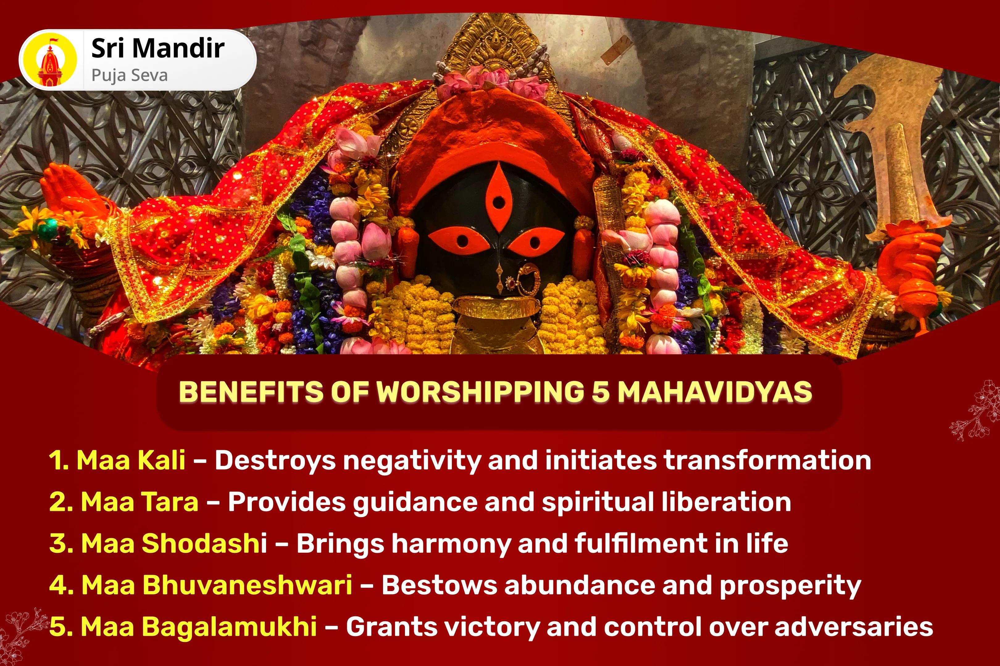 Shaktipeeth Shakti Samriddhi 5 Mahavidya Combo Maa Kali, Maa Tara, Maa Shodashi, Maa Bhuvaneshwari and Maa Bagalamukhi Shakti Samriddhi Maha Yagya for Protection from Enemies and Achieving Abundance