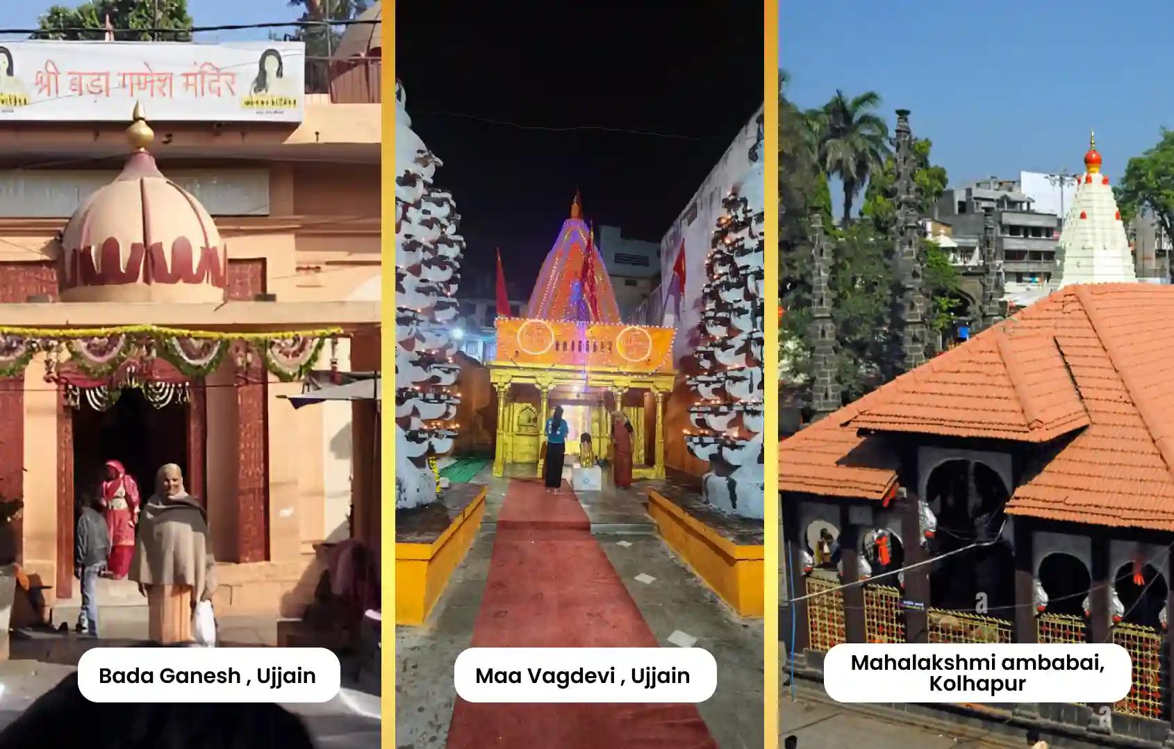 Shri Bada Ganesh Temple, Shri Vagdevi Temple, Shaktipeeth Maa Mahalakshmi Ambabai Temple, Ujjain, Kolhapur, Madhya Pradesh, Maharashtra
