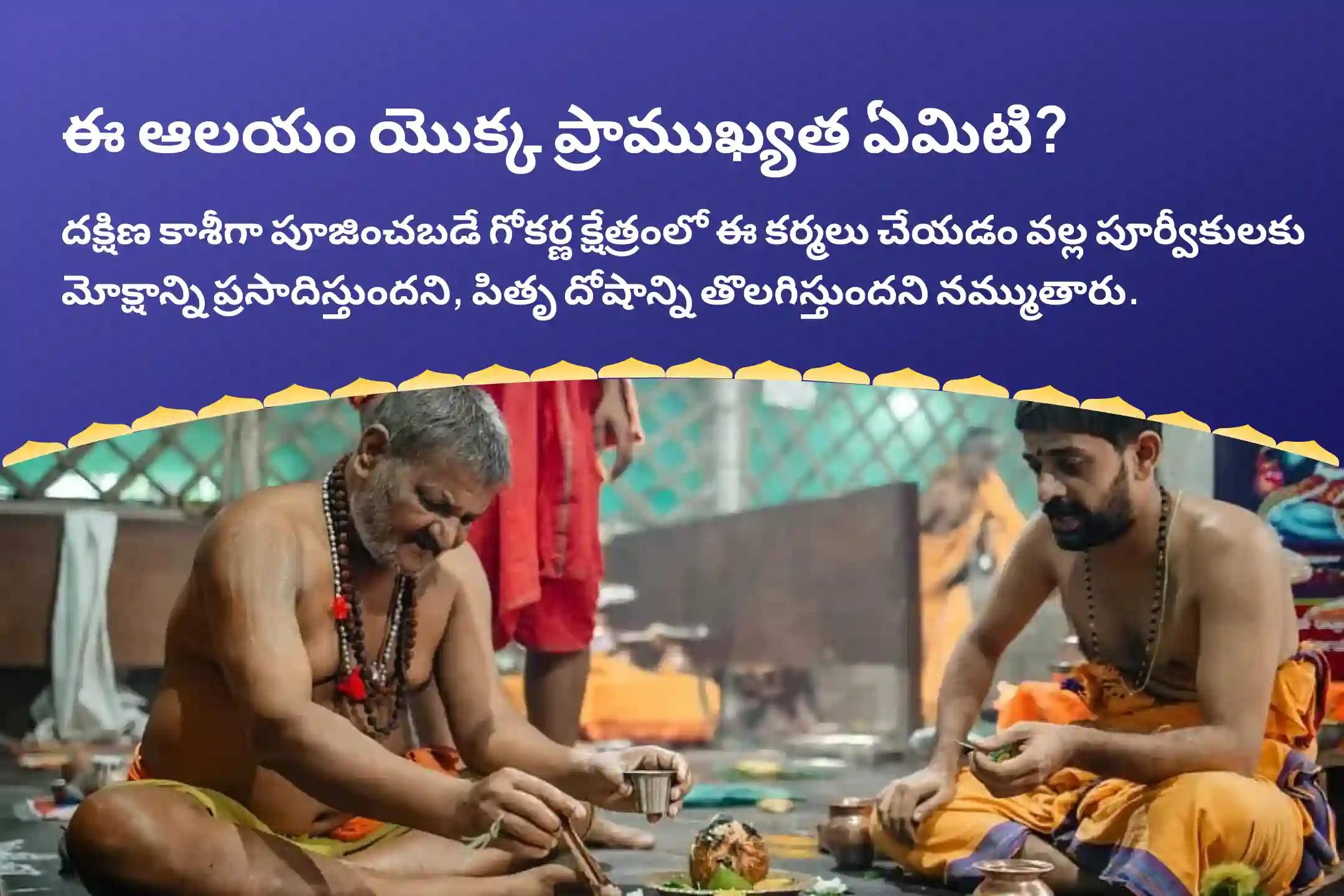పితృల శాపాల నుండి విముక్తి, మరణించిన ఆత్మలకు శాంతి కోసం కాలాష్టమి దక్షిణ కాశీ గోకర్ణ తీర్థ క్షేత్రం స్పెషల్ నారాయణ బలి, త్రిపిండి శ్రాద్ధం మరియు తిల హోమాలలో పాల్గొనండి.