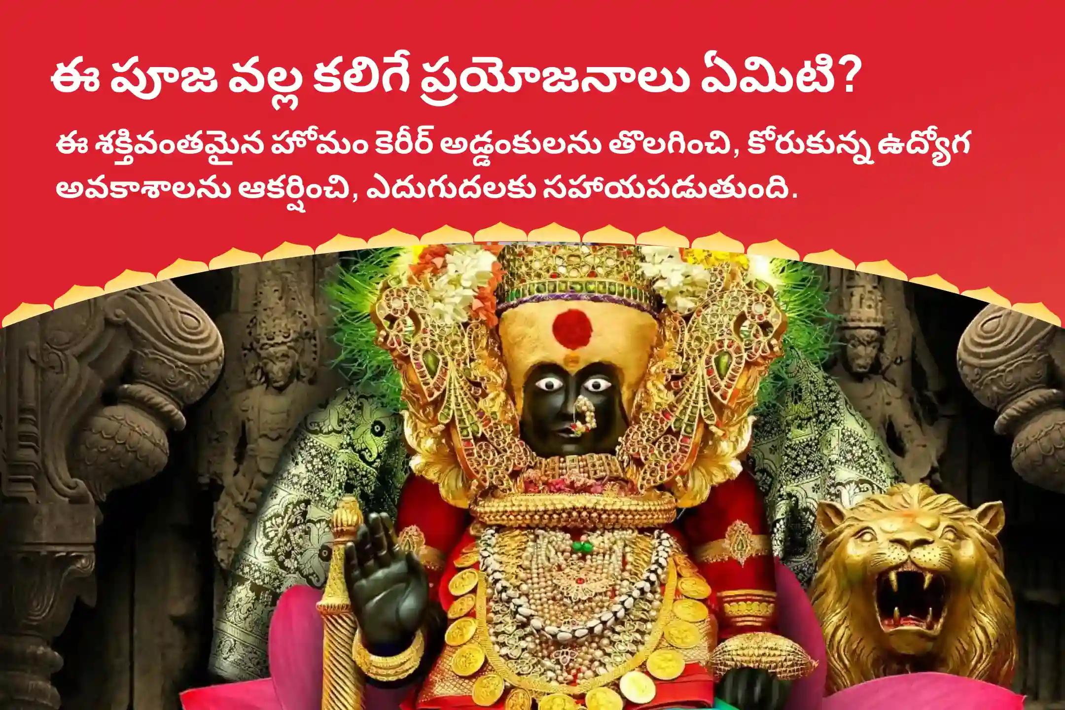 మీరు కోరుకున్న ఉద్యోగాన్ని సాధించడానికి మరియు కెరీర్ ని స్థిరపరుచుకోవడానికి శక్తివంతమైన ఆలయంలో శక్తివంతమైన పూజ మరియు ఆర్థిక స్థిరత్వం కోసం హోమంలో పాల్గొనండి.