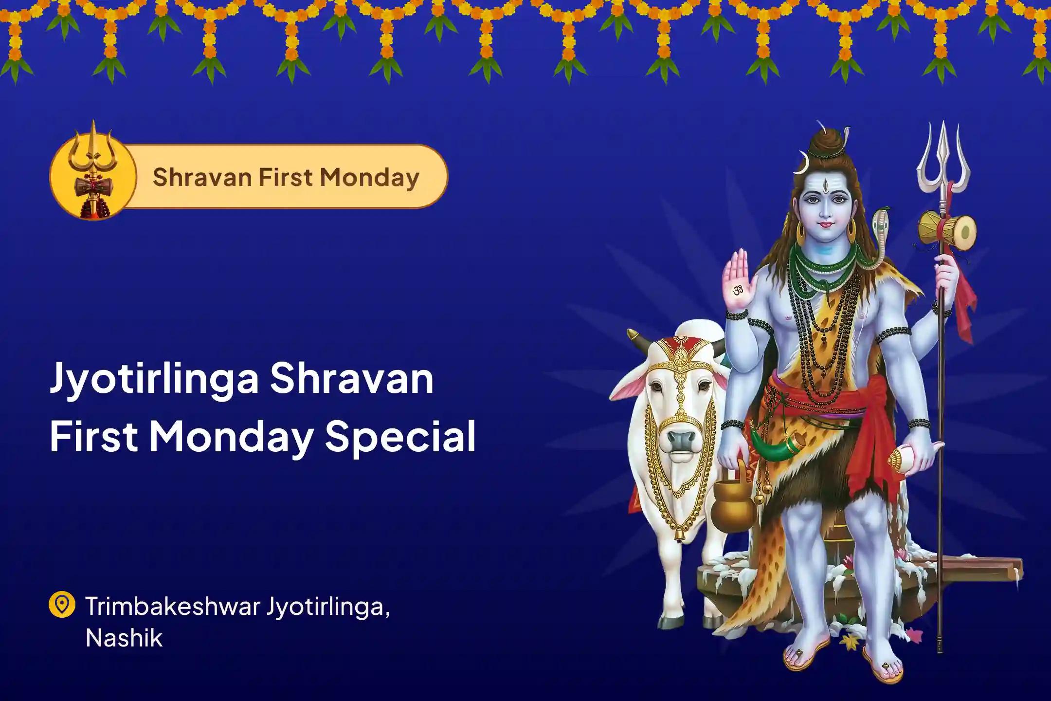 Jyotirlinga Shravan First Monday Special Jyotirlinga Trimbakeshwar Rudrabhishek Mahapuja For Blessings of Abundance, Purpose, and Freedom from Material Hurdles