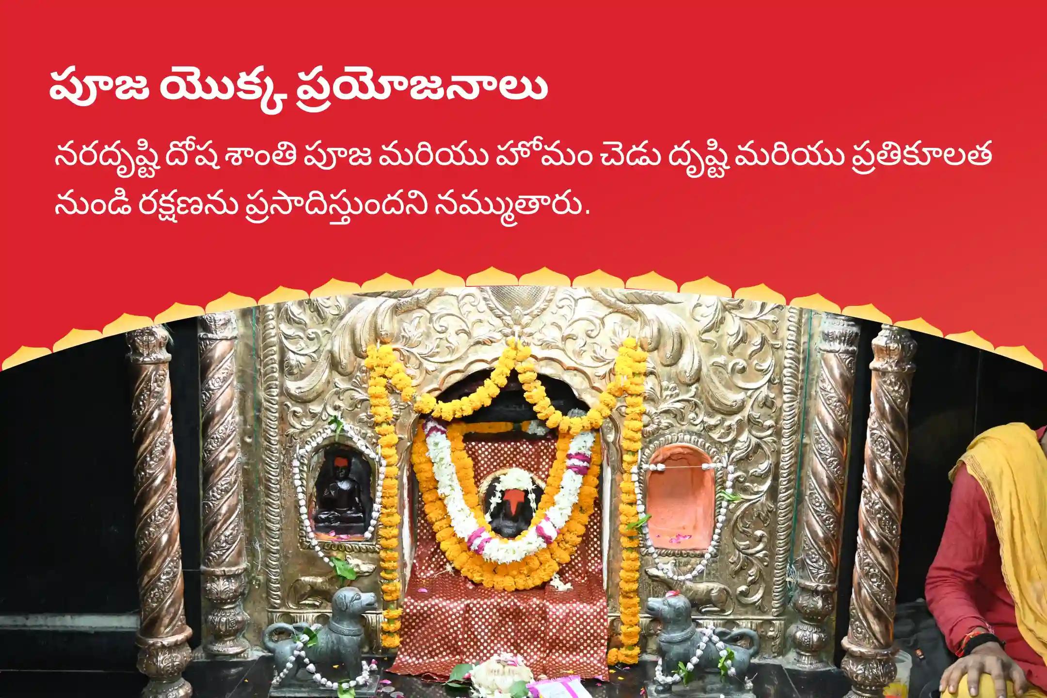 చెడు దృష్టి నివారణ మరియు ప్రతికూలత నుండి రక్షణ కొరకు కాలాష్టమి నరదృష్టి దోష నివారణ స్పెషల్ నరదృష్టి దోష శాంతి పూజ మరియు హోమంలో పాల్గొనండి.