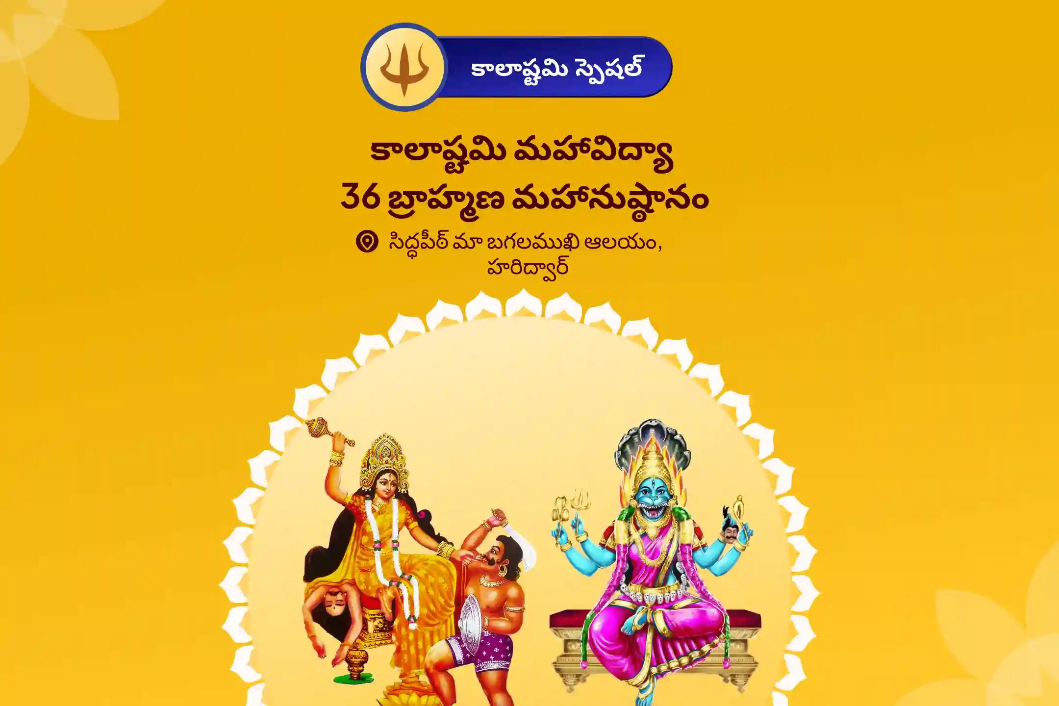 కాలాష్టమి మహావిద్యా 36 బ్రాహ్మణ మహానుష్ఠానం బగళాముఖీ-ప్రత్యంగిరా కవచ పారాయణం, 1,25,000 బగళాముఖీ మూల మంత్ర జపం, మరియు హోమం దేవి రక్షణ కోసం, ప్రతికూల శక్తులు మరియు వాటి ప్రభావాలను దూరం చేయడానికి