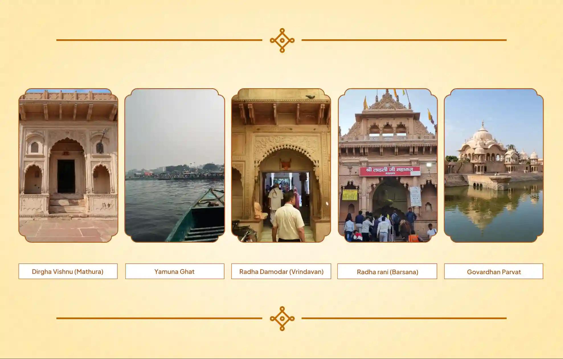 Dirgha Vishnu Temple, Yamuna Ghat, Radha Damodar Temple, Radha Rani Barsana, Govardhan Parvat, Uttar Pradesh and Haryana
