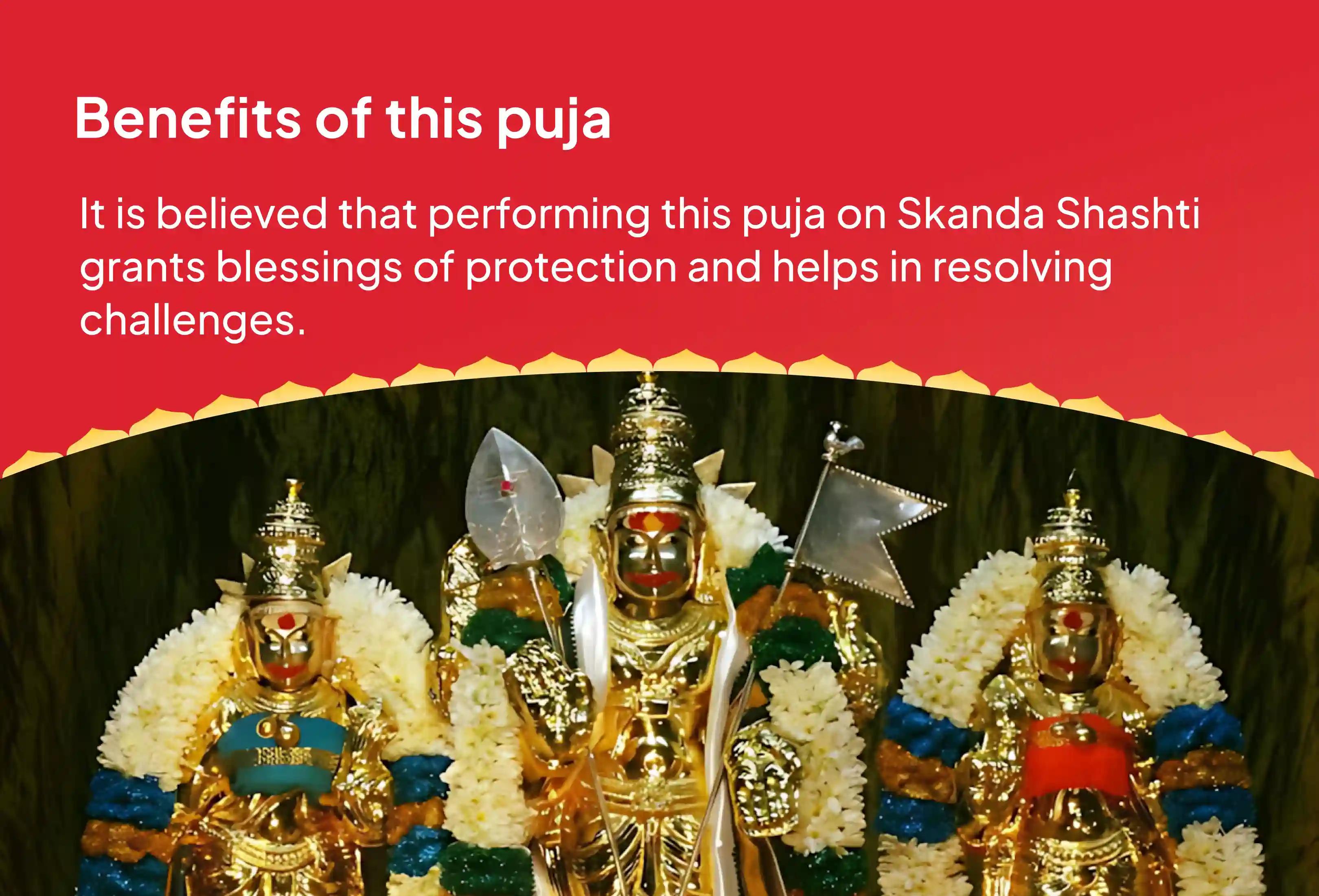 Participate in the Skanda Shashti 6 days Subramanya Archana Special 6 days Vel Archana, Bhasma Archana, and Shatru Samhara Trishati Homam for courage to defeat enemies and attain protection from Lord Subramanya.