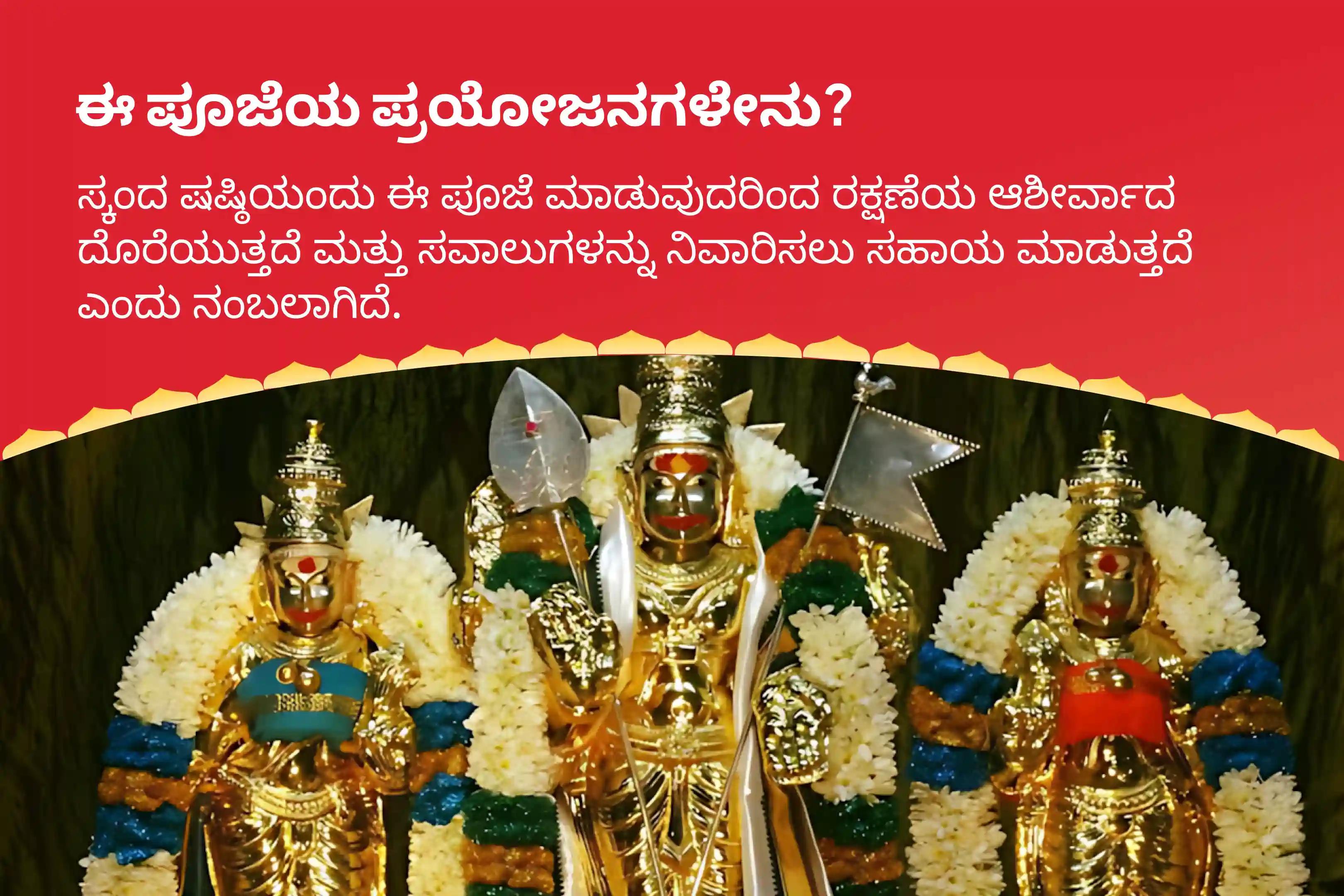 ಸುಬ್ರಹ್ಮಣ್ಯ ದೇವರ ರಕ್ಷಣೆಯನ್ನು ಪಡೆಯಲು ಮತ್ತು ಶತ್ರುಗಳನ್ನು ಸೋಲಿಸುವ ಧೈರ್ಯಕ್ಕಾಗಿ ಸ್ಕಂದ ಷಷ್ಠಿಯ 6 ದಿನಗಳ ವಿಶೇಷ ಸುಬ್ರಹ್ಮಣ್ಯ ಅರ್ಚನೆ, 6 ದಿನಗಳ ವೇಲ್ ಅರ್ಚನೆ, ಭಸ್ಮ ಅರ್ಚನೆ ಮತ್ತು ಶತ್ರು ಸಂಹಾರ ತ್ರಿಶತಿ ಹೋಮದಲ್ಲಿ ಭಾಗವಹಿಸಿ