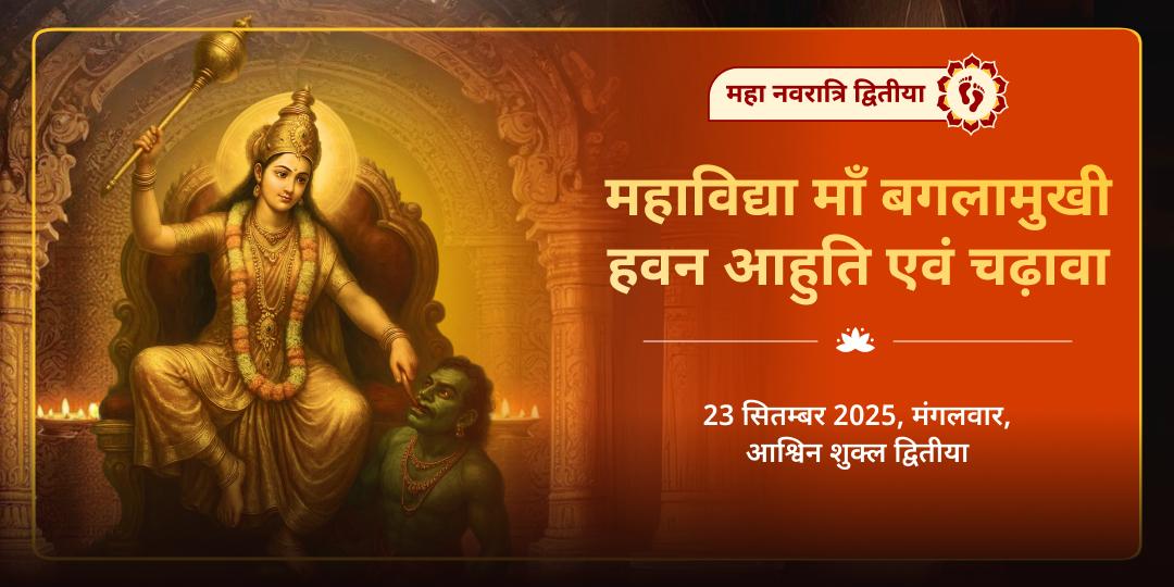 महा नवरात्रि द्वितीया महाविद्या माँ बगलामुखी हवन आहुति एवं चढ़ावा