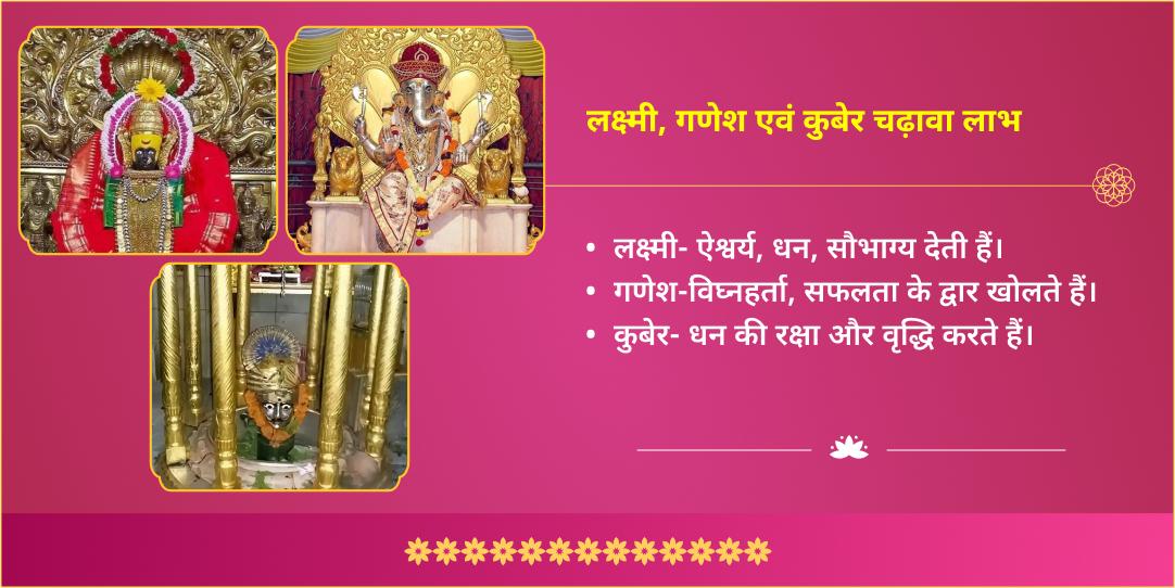 धनतेरस धन प्रदायक महा तिथि लक्ष्मी, गणेश, कुबेर 3 मंदिर चढ़ावा