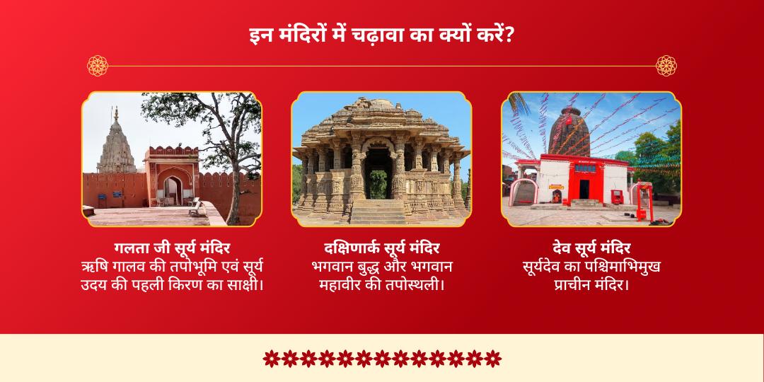 छठ पूजा 2025 देव सूर्य, गलता जी, दक्षिणार्क 3 सूर्य मंदिर चढ़ावा