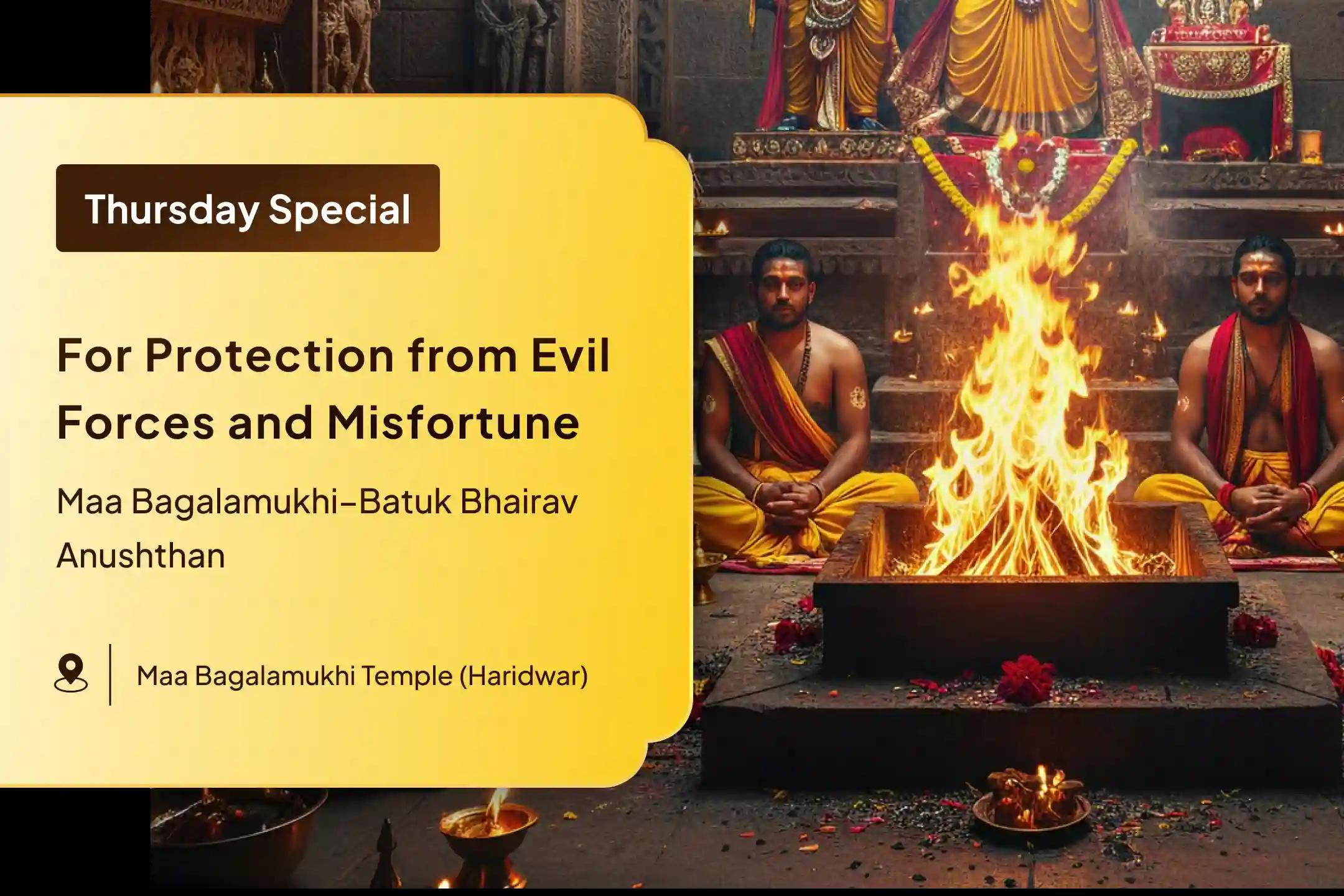 Receive the divine blessings of Maa Bagalamukhi and Shri Batuk Bhairav for protection from negativity and misfortune. 🛕