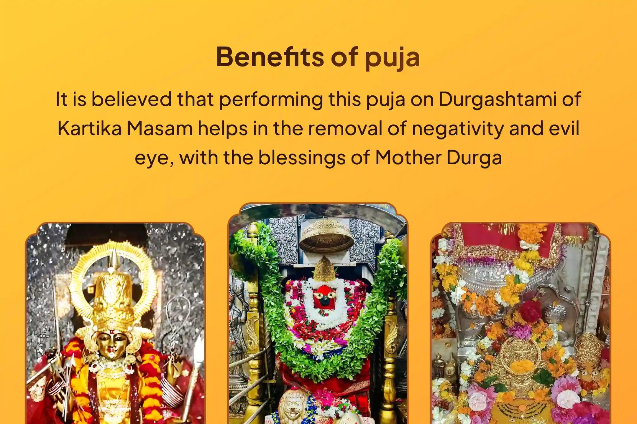 Participate in the Kartik Masam Durgashtami 3 Shaktipeeth Special Durga Saptashati Parayanam and Chandi homam for protection from negativity and evil eye.