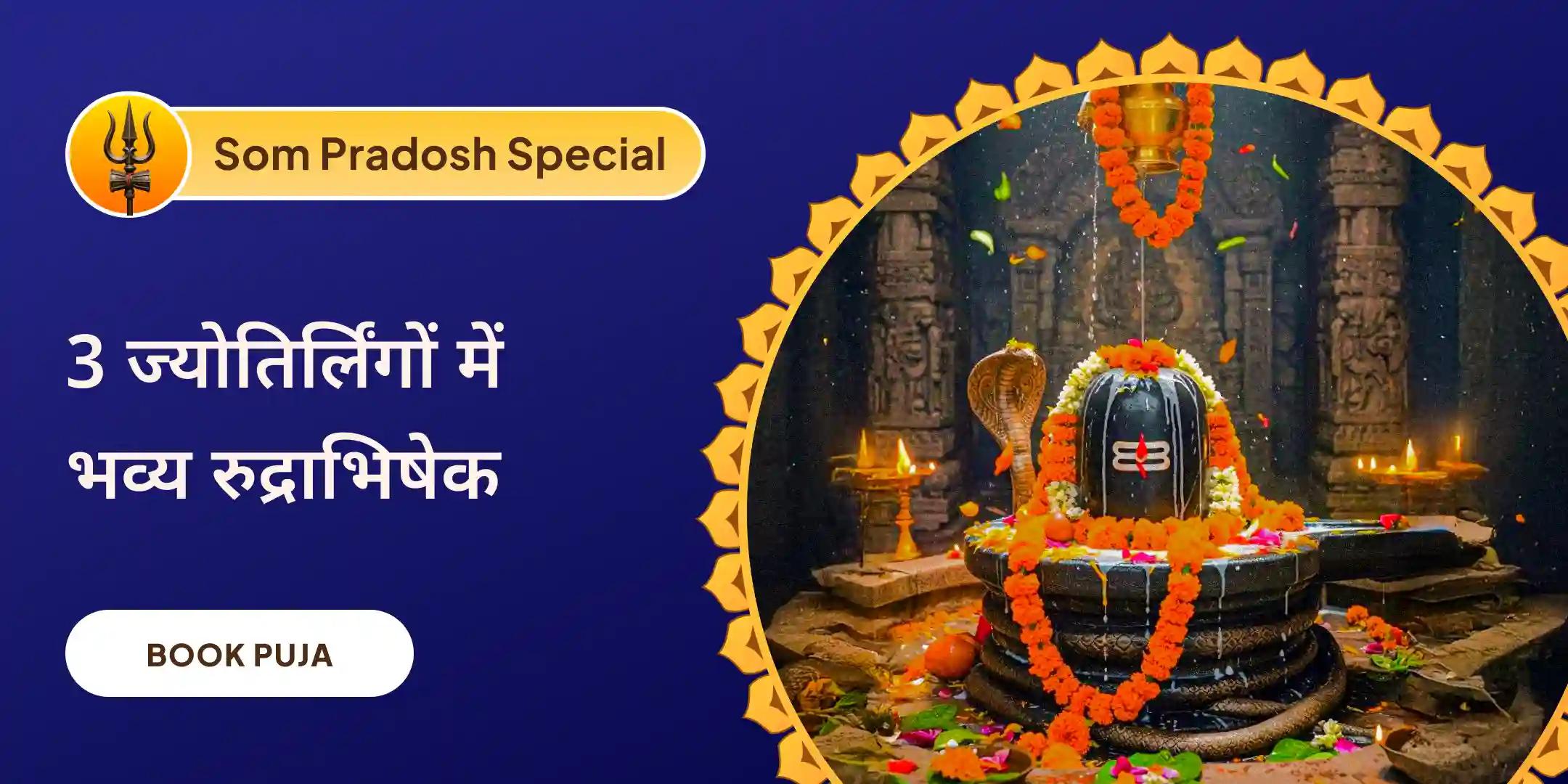 3 ज्योतिर्लिंग - त्र्यंबकेश्वर, ओंकारेश्वर, घृष्णेश्वर रुद्राभिषेक और रुद्र हवन