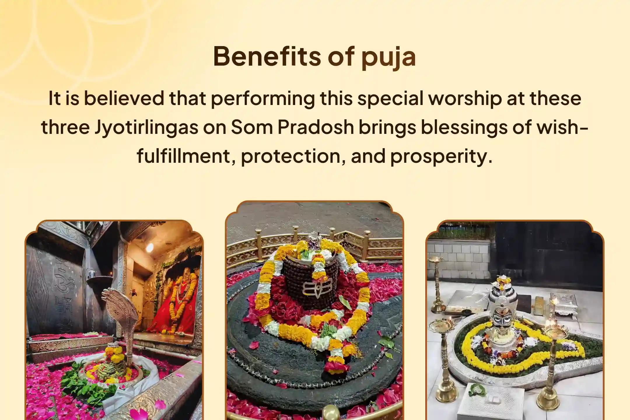 🔱 On Som Pradosh, experience Rudrabhishek at not just one, but three Jyotirlingas – a rare and powerful opportunity for Shiva worship 🔱