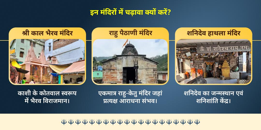 काल भैरव जयंती सर्वदोष शांति भैरव, शनि एवं राहु 3 मंदिर चढ़ावा