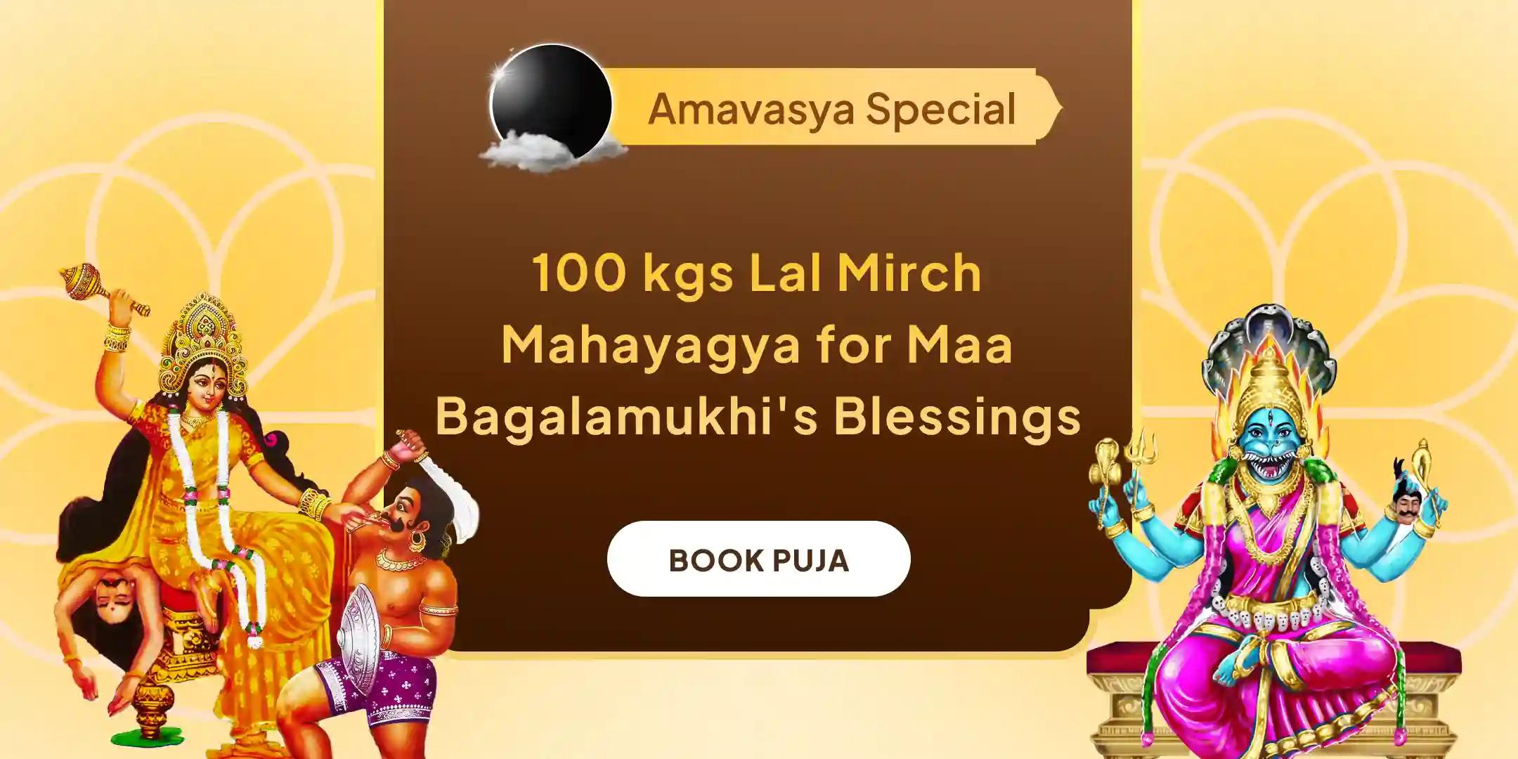 100 Kg Lal Mirch Agni Ahuti Maha Yagya Bagalamukhi-Pratyangira Kavach Anushthan with 1,25,000 Mool Mantra Jaap