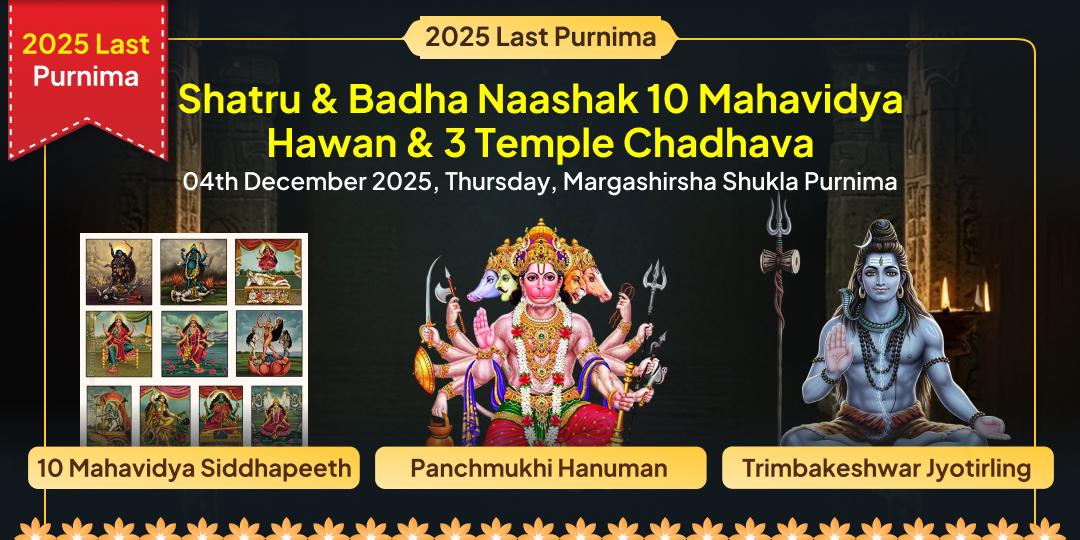 2025 Last Purnima 10 Mahavidya Hawan, Panchmukhi Hanuman & Trimbakeshwar Jyotirling 3 Temple Chadhava