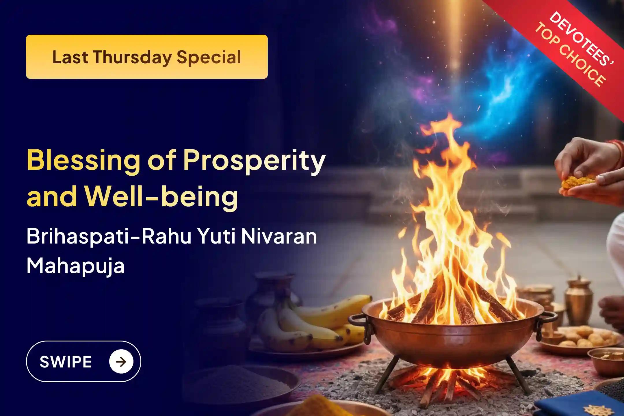 💰 Receive the blessing of Rahu-Yuti Dosha Nivaran and prosperity by worshipping Shri Brihaspati-Rahu Dev during the last Thursday of the year and the period of Shatabhisha Nakshatra for prosperity and material well-being 💰