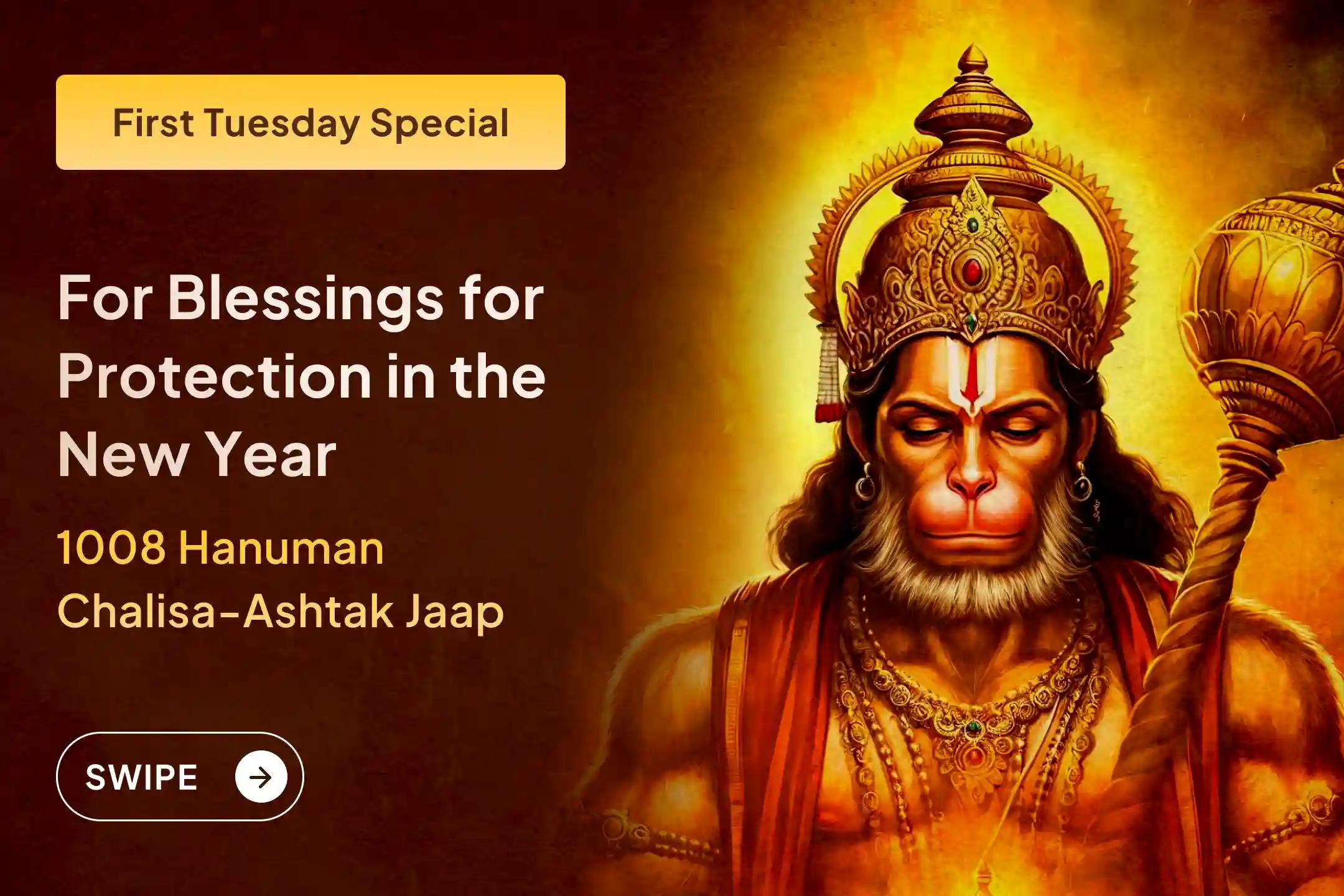 🙏 Seek Lord Hanuman’s divine blessings for protection, strength, and clarity through this grand puja on the first Tuesday of the year 🙏
