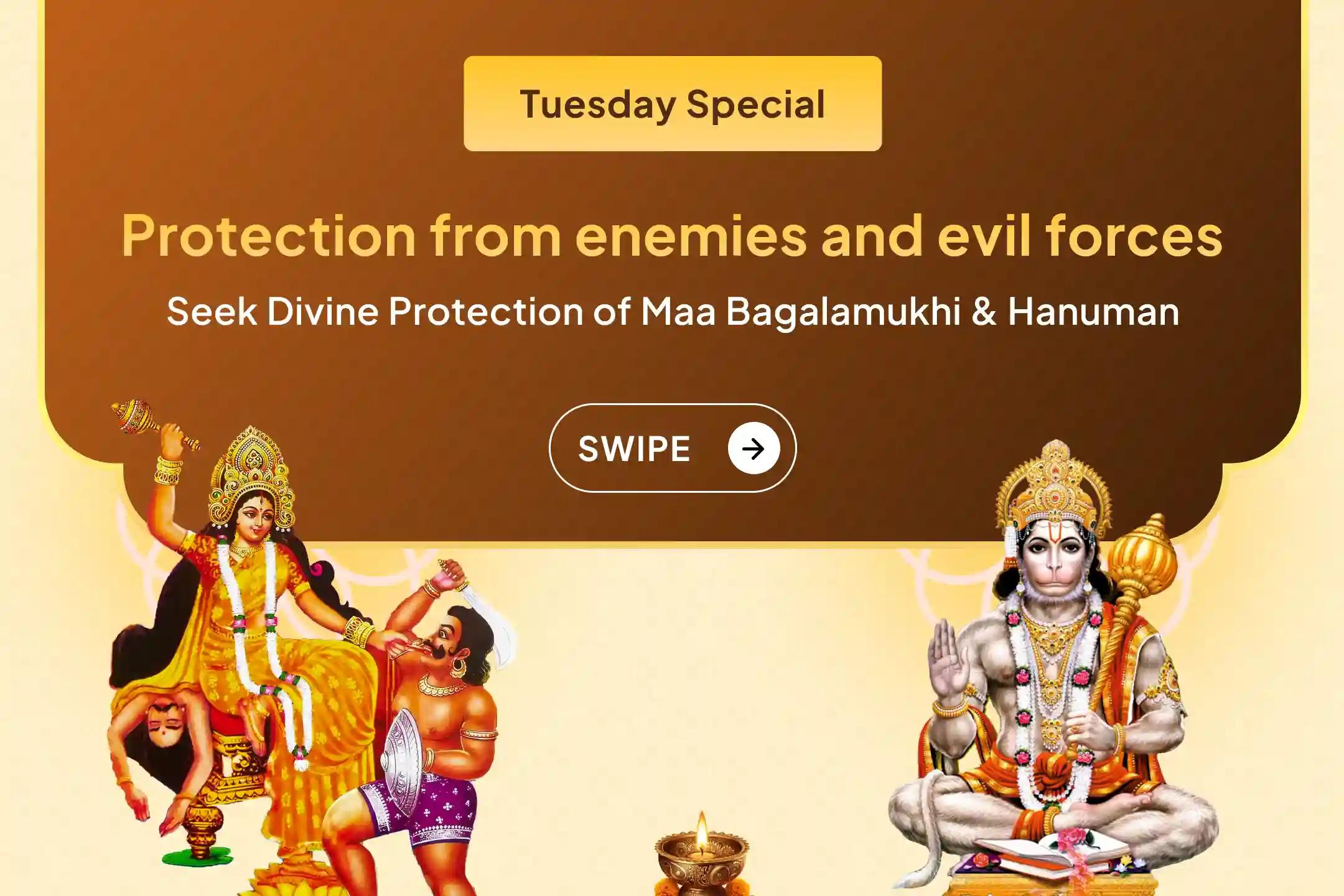 ✨ Experience the combined divine power of Maa Bagalamukhi and Lord Hanuman to foil enemy conspiracies and gain relief from negativity in the New Year… 🔥