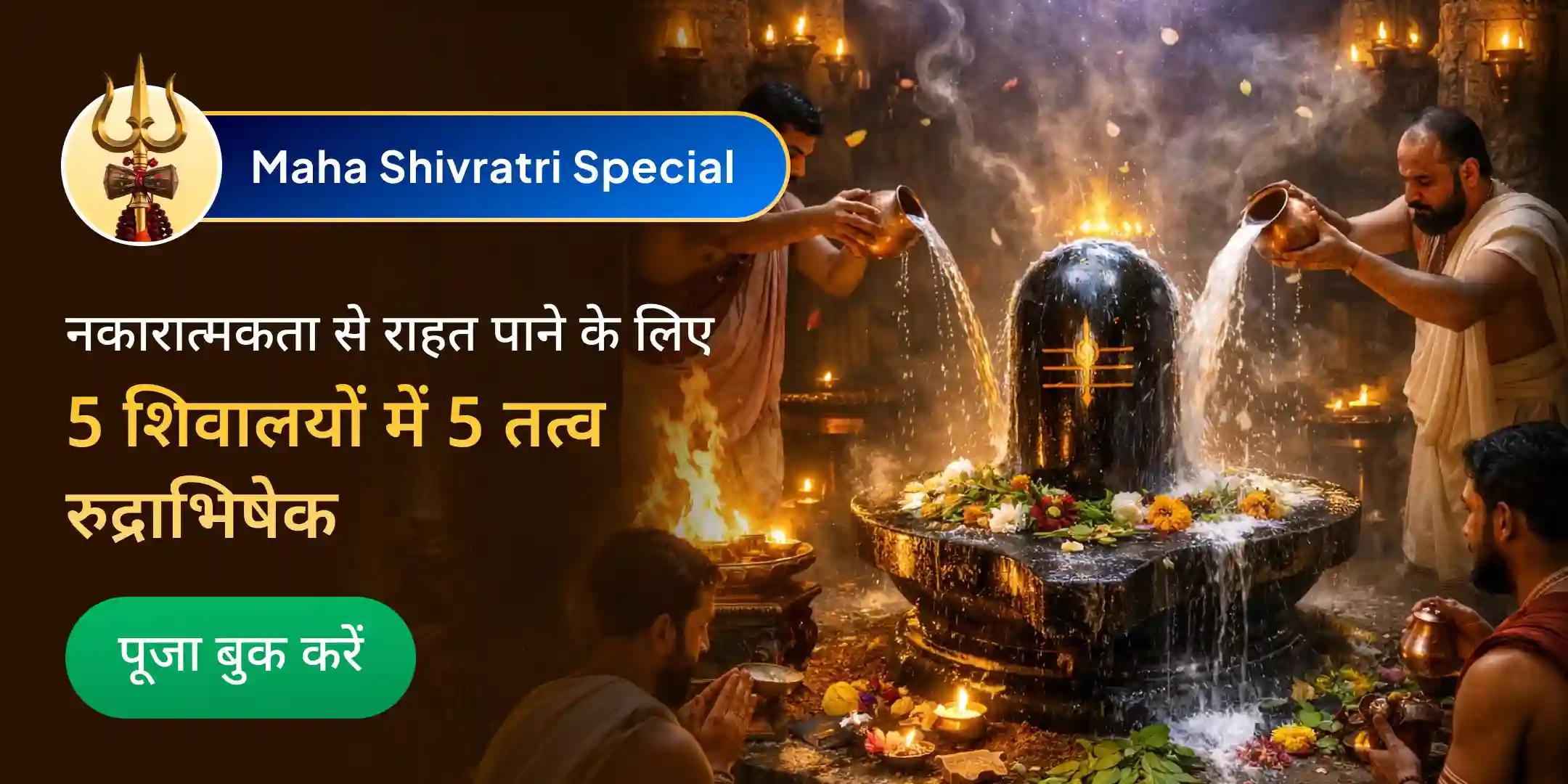 पांच पवित्र शिवालयों में पंच तत्व (पृथ्वी, जल, वायु, आकाश, अग्नि) महा रुद्राभिषेक