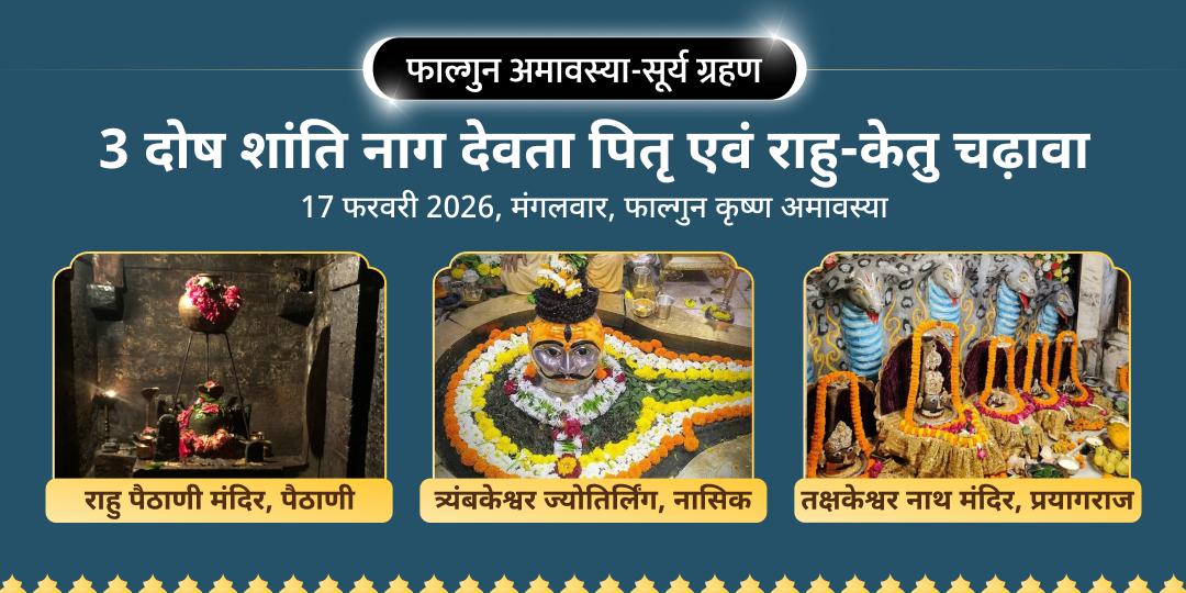 फाल्गुन अमावस्या-सूर्य ग्रहण नाग देवता, पितृ एवं राहु-केतु 3 दोष शांति चढ़ावा