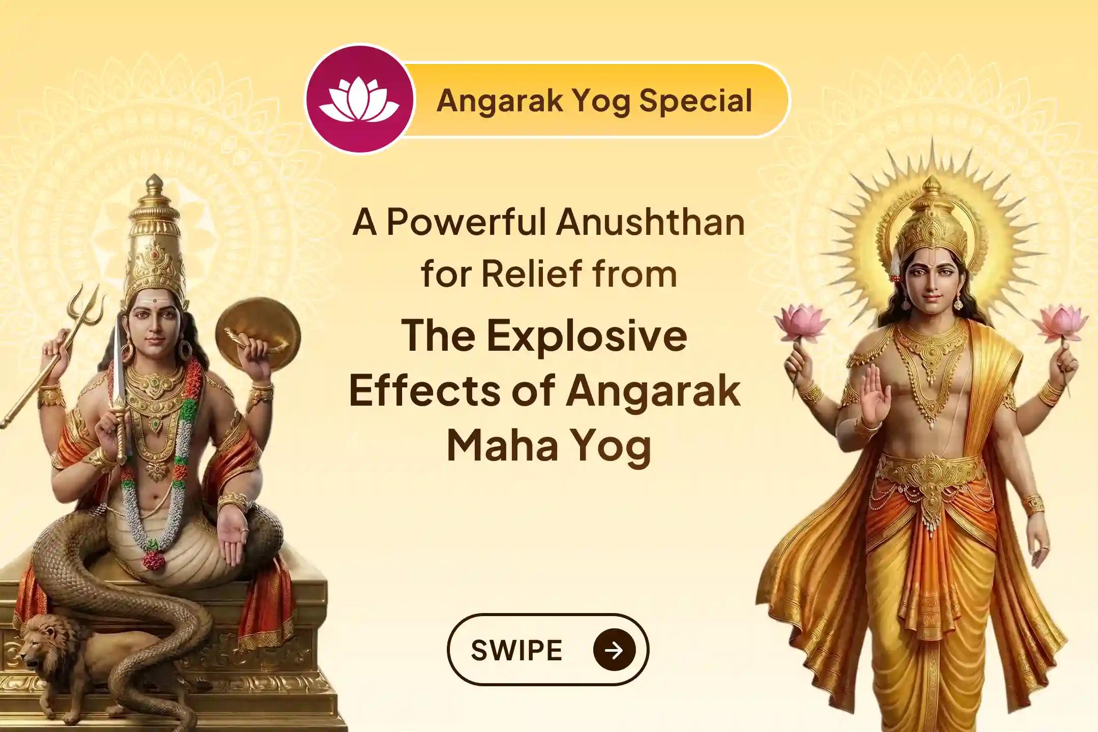 🔥 When Rahu fuels the fire of Mangal, life can turn unpredictable. Protect yourself from the explosive impact of Angarak Yog by seeking divine grace