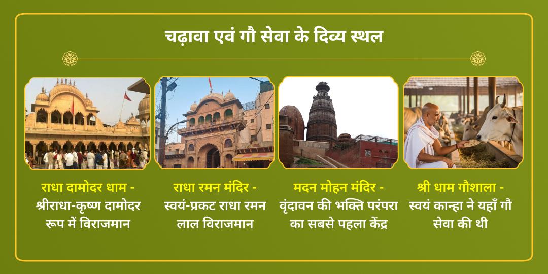 रंग पंचमी वृंदावन राधा कृष्ण 3 मंदिर चढ़ावा एवं गौ सेवा 