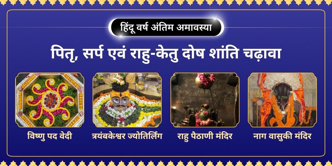 दोषों का अंत, सौभाग्य का उदय! दर्श अमावस्या पर 4 दिव्य धामों में चढ़ावा कर पाएं पितृ, कालसर्प एवं राहु-केतु दोष में शांति।