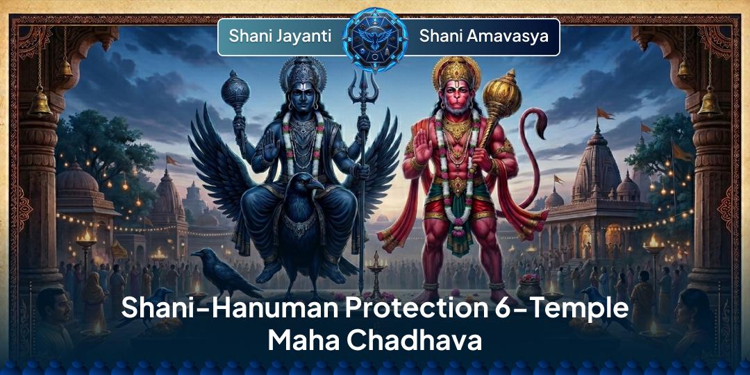 On Shani Jayanti, make a Mega Offering at 3 Shani & 3 Hanuman temples to build your 'Shani-Hanuman Protection Circle'! On Shani Jayanti, make a Mega Offering at 3 Shani & 3 Hanuman temples to build your 'Shani-Hanuman Protection Circle'!