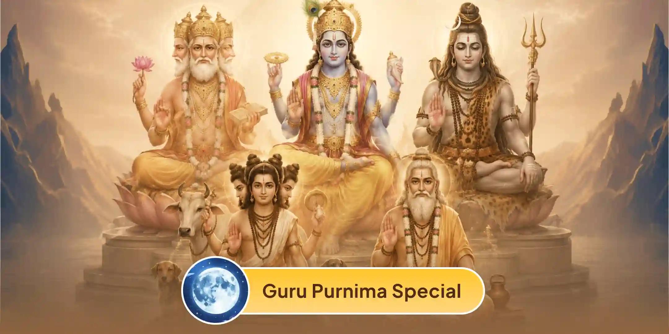 Guru Purnima Panch Guru - Brahma, Vishnu, Shankar, Dattatreya, Brihaspati Pujan and Hawan Guru Purnima Panch Guru - Brahma, Vishnu, Shankar, Dattatreya, Brihaspati Pujan and Hawan