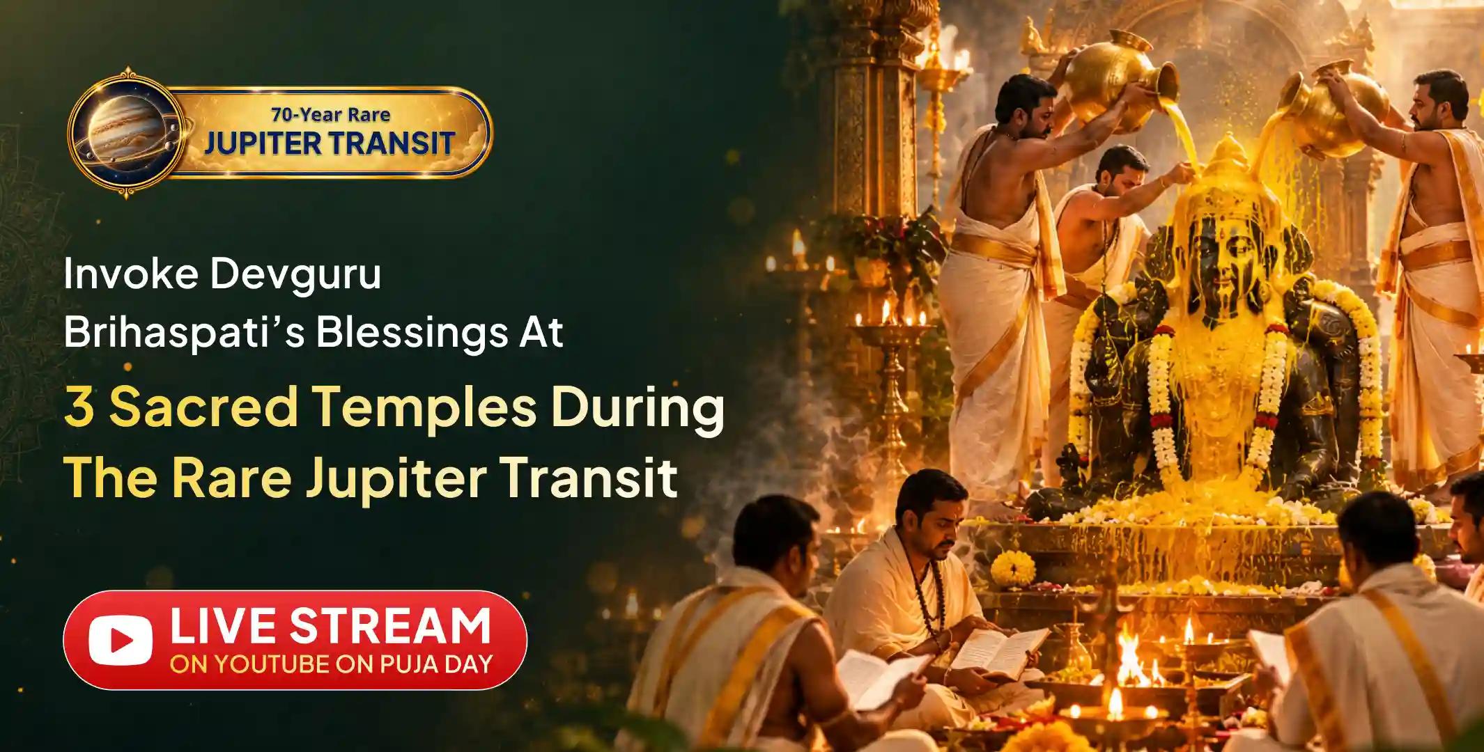 3 Sacred Brihaspati Temple, 300 Kavach Path 300 Ltr. Haldi Abhishek and 31 Brahmin Yellow Vastra Daan Seva 3 Sacred Brihaspati Temple, 300 Kavach Path 300 Ltr. Haldi Abhishek and 31 Brahmin Yellow Vastra Daan Seva